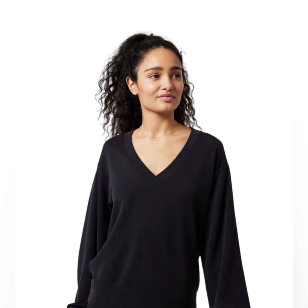 Athleta Black Willow V-Neck Sweatshirt